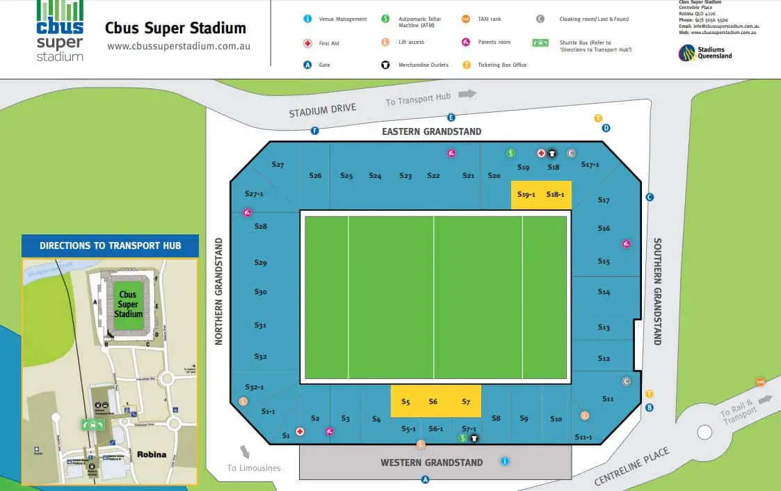 Cbus Super Stadium Seating Map Robina Stadium Austadiums | Images and ...